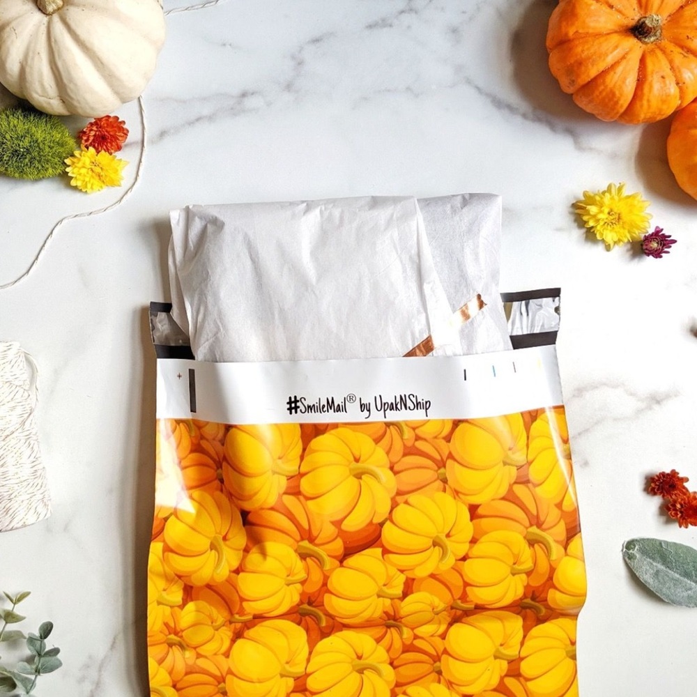 25 10X13 Poly Mailers Pumpkin, Shipping Envelopes Bags PRICE IS FIRM Fall - Picture 10 of 11